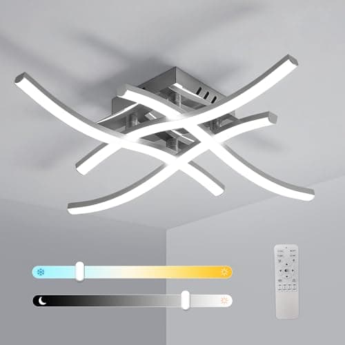 Image of Pheashine LED Ceiling Light Dimmable 28W LED Bedroom Ceiling Lamp with Remote Control, 3000K - 6500K Modern Curved Ceiling Lighting Fixture for Living Room, Hallway, Study, Office