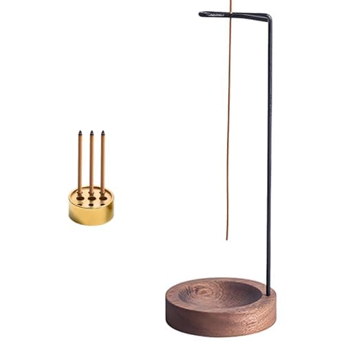 Image of Wooden Incense Holder with Cone Coil,Wooden Upside Down Incense Holders Modern Design for Sticks Ash Catcher, with 9 Hole Incense Holder for Yoga Spa Madiation, Home Relaxation and Tea Room (Round)