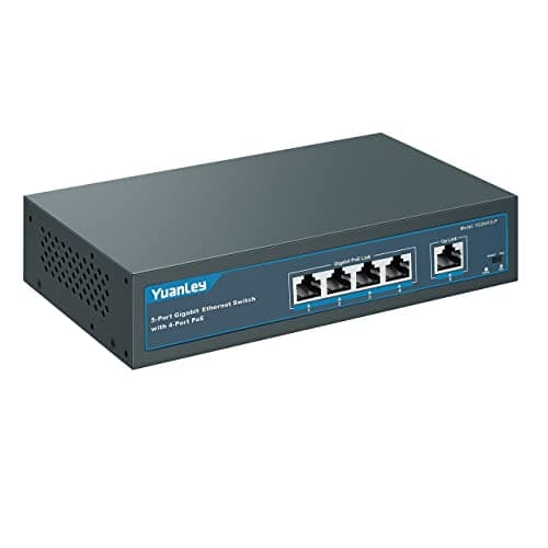 Image of YuanLey 5 Port Gigabit PoE Switch with 4 Port PoE+, 802.3af/at 78W Built-in Power, Fanless Metal Unmanaged Plug & Play