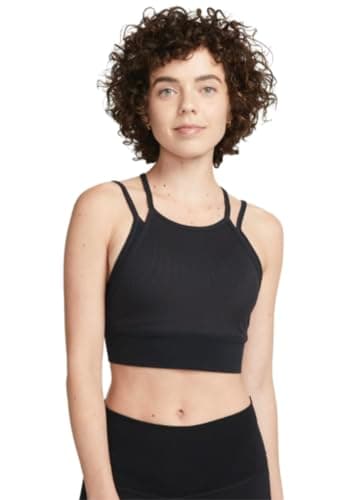 Image of Nike Indy Strappy Women's Light-Support Padded Ribbed Longline Sports Bra, Black, XL
