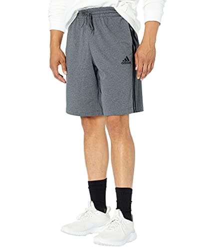 Image of adidas Men's Essentials 3-Stripes Shorts, Dark Grey Heather/Black, Medium