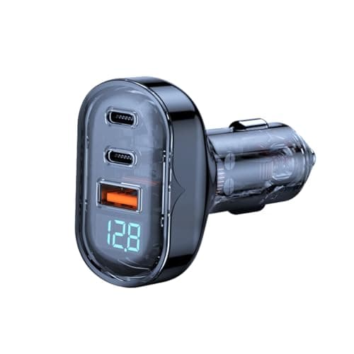 Image of USB C Car Charger Adapter Cigarette Lighter USB Charger, 3 Port Car Phone Charger Voltage Display, PD3.0/QC3.0 Type C Car USB Charger Adapter for iPhone Samsung Galaxy Tablets Laptop & More