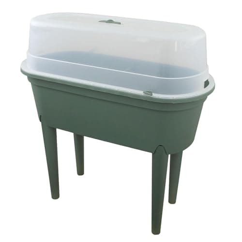 Image of GEEZY Raised Garden Bed Planter Box Outdoor Patio Greenhouse Flower Vegetable Grow Box with Lid & Legs Green - Durable, Portable & Versatile Planter for Small Spaces & Easy Planting & Care
