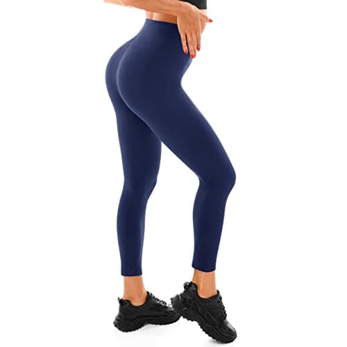 Image of Walifrey Gym Leggings for Women, High Waisted Non See-Through Black Soft Workout Yoga Pants Navy S-M