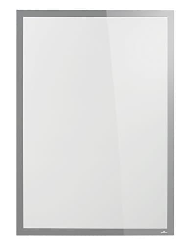 Image of Durable DURAFRAME SUN Static-Cling Magnetic Frame | 70 x 100 cm Format in Silver | Pack of 1 Frames | UV and Heat Resistant | Ideal for Retail Shop Windows