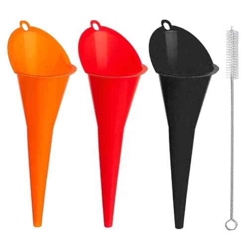 Image of Universal Oil Funnel for Car, 3 PCS Fuel Funnel Long Neck Plastic Funnel for Car Engine Oil with Cleaning Brush, Petrol Funnels for Filling Automotive Oils Lubricants Engine Oil Water Diesel Kerosene