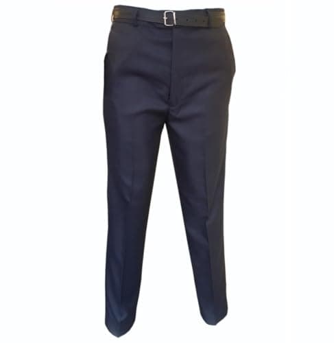 Image of Gillicci Mens Smart Casual Party Business Formal Work Office School Straight Polyester Easy Care Trousers Pants (UK, Waist & Inseam, 40, 31, Navy Blue)