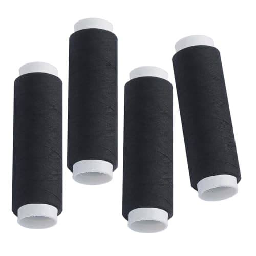Image of Black Thread for Sewing and Embroidery – 4 Pack High-Strength Nylon & Polyester Blend – Black Cotton, Embroidery, Quilting, Upholstery, Beading & Leather Repair Threads – 1000 Yards Each