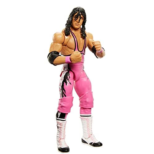 Image of WWE Ultimate Edition Action Figure Bret “Hit Man” Hart Legends Collectible with Interchangeable Accessories, Extra Heads and Swappable Hands, HLN20