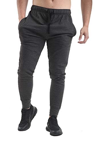 Image of NY Deluxe Edition Men's Slim Fits Jogging Bottom Skinny Joggers Sweat Pants Fleece Ribbed Cuffed Ankle Waist Band Casual Gym Workout Combat Track Jog Trousers Sweat Pants Size S-XXL (Charcoal, XL)