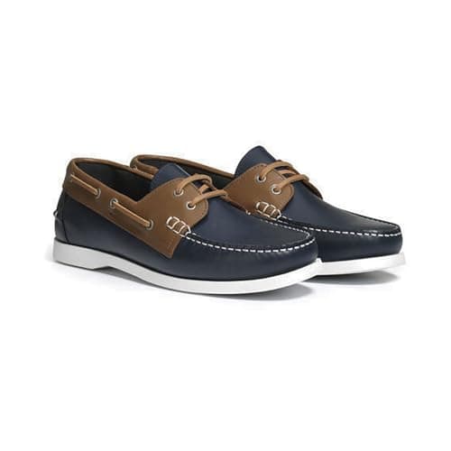 Image of Aigle Women's New Nubila LTR Boat Shoe, Navy Brown, 6.5 UK