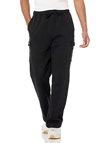 Image of Amazon Essentials Men's Cargo Fleece Open Hem Sweatpant, Black, L