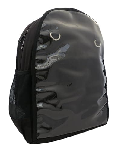 Image of GOTHX BLACK CLEAR FRONT K-POP Rucksack School College Korean Rock Custom Badges Patches Travel Festival Gig Alternative Splash Proof Nylon Laptop Backpack Bag