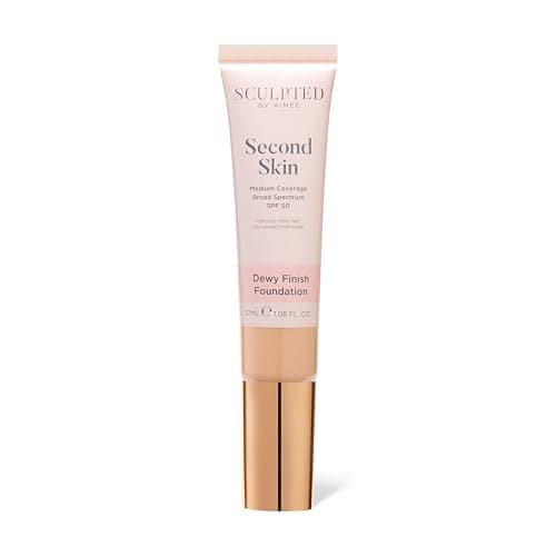 Image of Second Skin Dewy Liquid Face Foundation from Sculpted by Aimee - 32ml Buildable, Medium Coverage Foundation with Dewy Finish, Hyaluronic Acid, Collagen Boosting Formula, SPF 50, (Tan 5.0)