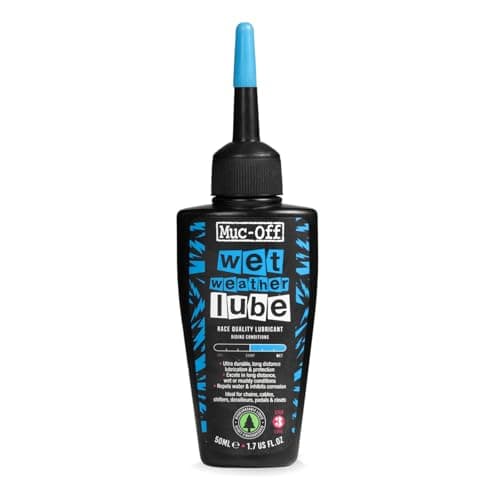 Image of Muc-Off Wet Chain Lube - Ultra Durable Biodegradable Bike Chain Oil - Repels Water for Wet and Muddy Rides - Silky Shifting for MTB, Road & Cyclocross - 50ml