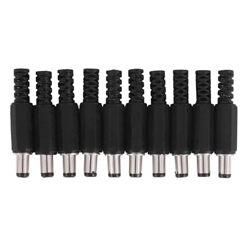 Image of Pesfehhy 10pcs 5.5x2.1mm Male Solder Dc Tip Plug Jack Straight Connectors For DC Power Supply LED Lights Switch Black