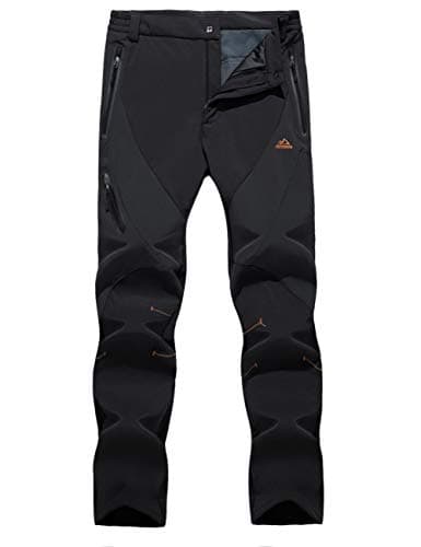 Image of EKLENTSON Mens Waterproof Pants Thermal Work Pants Zip Pocket Hiking Hill Breathable MTB Trousers,Black,32