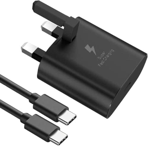 Image of Motorola G96/G85 5G/G75/G55/G56/S50/G45/G36/G35/G15/G04/G34/G14/G53/G24 Charger Plug [25W] Super Fast Charger Plug For Motorola moto edge 60 neo Type C Charging Cable [1M] High Speed Adapter UK 3 Pin
