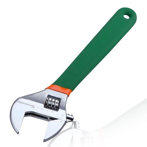 Image of SPEEDWOX 10 Inch Adjustable Wrench, Orange & Green, Carbon Steel, Chrome Plated, 10" Max Opening 1-1/4", Anti-Slip Grips, Laser-Etched SAE Scales, Home Garage Workshop DIY