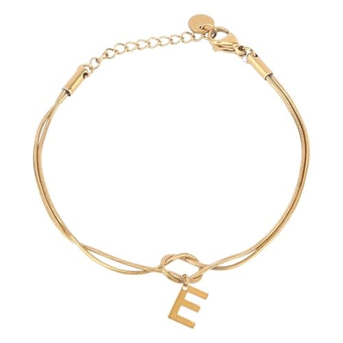Image of Mikovivi Gold Initial Knot Bracelet, Trendy Dainty Gold Knot Letter Bracelet Delicate Elegant Jewelry for Women Birthday Gift Festive Gift(Letter E)