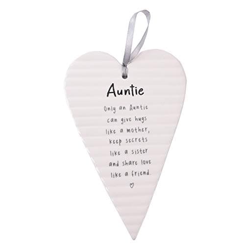 Image of HOX Guardian Angel Ceramic Heart Plaque - Auntie, White