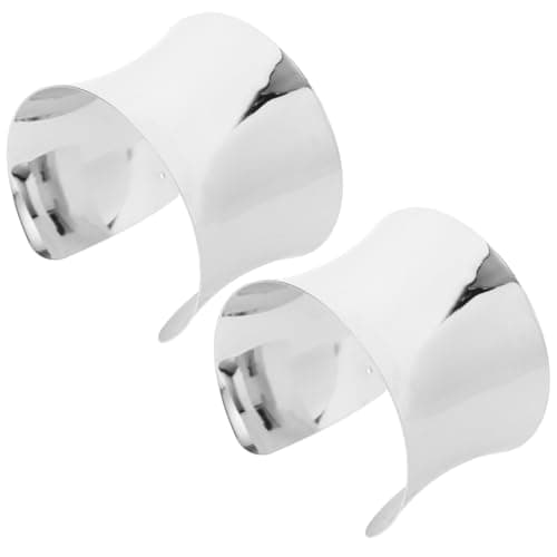 Image of CALLARON Trendy Cuff Bracelet for Women Chunky Silver Geometric Punk Style Open Wide Bangle 2 Pieces 2.6 Inch Fashion Street Jewelry