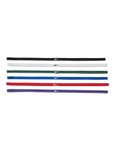 Image of Nike Men's Flex Classic Slim Headbands 6-Pack Headbands Running Fitness Training Sports Hairband Set Narrow, Game Royal/University Red/White, One Size