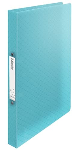 Image of Esselte Ring Binder, 140 Sheet Capacity, 25mm Spine, 2 Ring A4 Folder, Soft Cover File, Home/Office Use, Embossed Pattern, Colour'Breeze Range, Blue, 626242