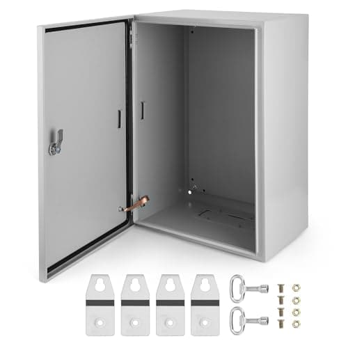 Image of Aptliton Electric Enclosure Box IP66 Waterproof, Metal Junction Box, Wall Mounted Steel Electrical Cabinet with Lock & Mounting Plate for Outdoor