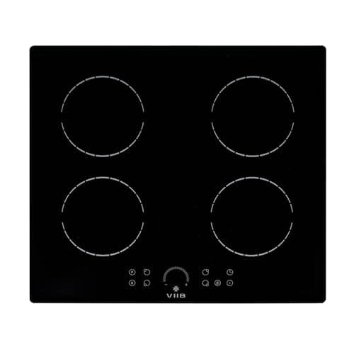 Image of VIIB Induction Hob 60cm, 4 Zone Electric Cooktop, 7000W Built-In Hob, Hardwired Installation (No Plug), Touch Control, Booster, Timer, Child Lock, Auto Shut-Off, Black Glass – Circle Zone Design
