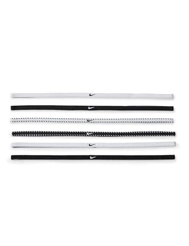 Image of Nike Men's Flex Classic Slim Headbands 6-Pack Headbands Running Fitness Training Sports Hairband Set Narrow, White/Black/White, One Size