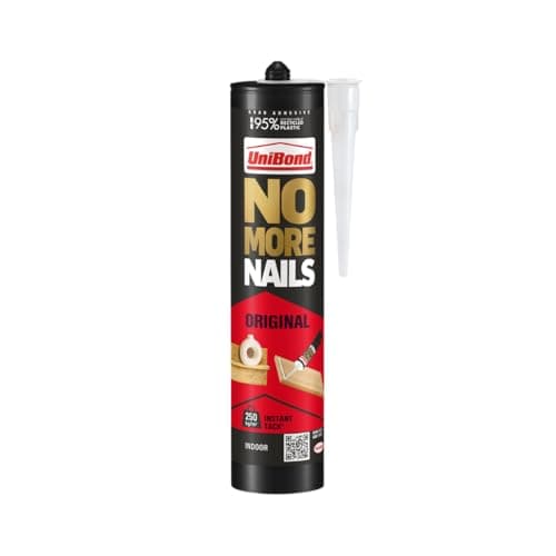 Image of Unibond No More Nails Original Heavy Duty Mounting Adhesive Glue 280ml Cartridge, Strong Grab No Nails Fixing, Multi-Surface Bonding for Wood Metal Brick Stone