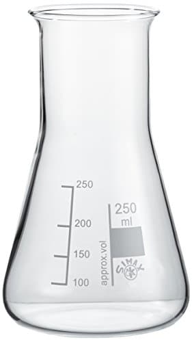 Image of neoLab Pack of 10 Wide Neck Erlenmeyer Flasks, 250 ml, Made of Simax Borosilicate Glass 3.3, Glass Flask with Graduation & Graduation, Volumetric Flask Heat Resistant & Chemical Resistant (E-1069)