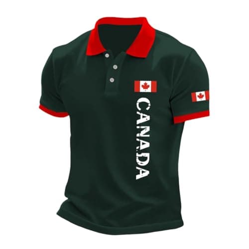 Image of Mens Golf Polo Shirts - Racing Core Full Color Logo (Dark Green S)