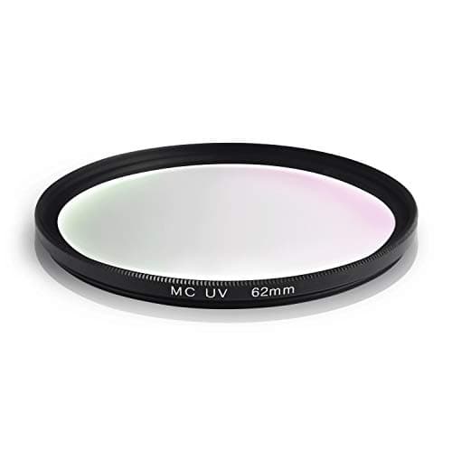 Image of 62mm MC UV filter. Lens cover. Made of aluminum and optical glass. Scratch-resistant and water-based surface. For Canon Sony Nikon Leica Fujifilm Panasonic Pentax Sigma Tamron Pentax