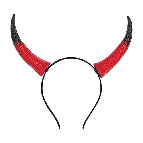 Image of Devil Horns Headband Halloween Demon Witch Horn for Women Day of The Dead Headwear Hair Accessorie Black Red Devil Ox Horns Witch Cosplay Carnival Masquerade Headdress Party Photo Props