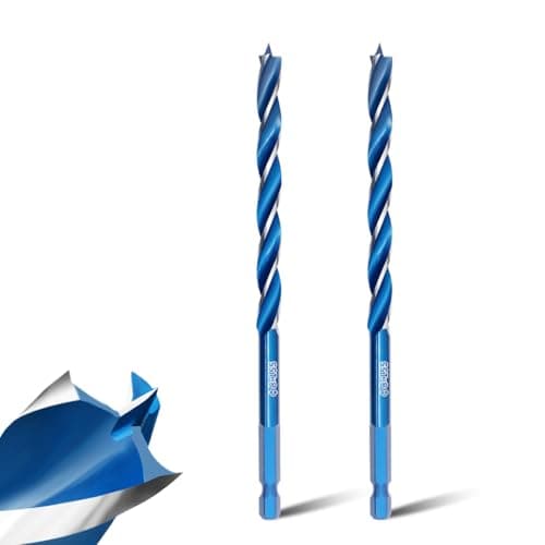 Image of Teronbeta Wood Drill Bit 8mm x 155mm x 2pcs Professional 1/4 Inch Hex Shank Brad Point Auger Drill Bits for Wood