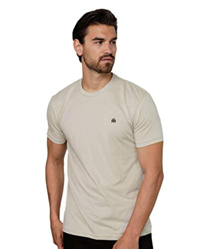 Image of Men's Crew Neck T-Shirts - Premium Fitted Modern Basic Logo Tees-1-pack Ivory-Small