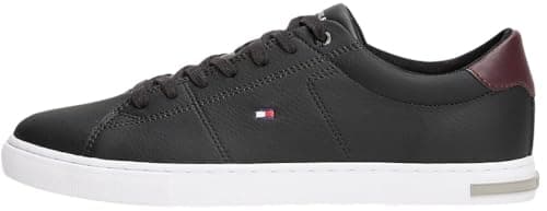 Image of Tommy Hilfiger Men’s Essential Leather Detail Vulcanised Trainers, Black (Black), 9