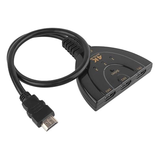 Image of NIYATA 4K 3-Port HDMI Switch, 3 in 1 Out Switcher with Gold Plated Connectors, Supports 4K UHD, Full HD 1080p & 3D, Manual & Auto Switching, Compatible with TV, PS5, PS4, Xbox, Blu-Ray, PC