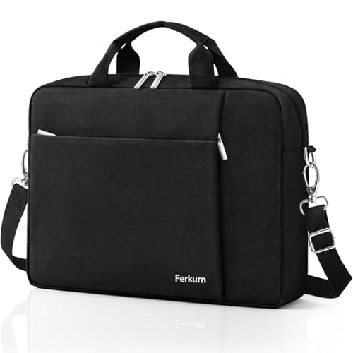 Image of Ferkurn Laptop Bag Case for Women Men, Messenger Briefcase Computer Bag with Shoulder Compatible with Macbook Pro/Air, XPS Latitude, HP Pavilion, ASUS, Acer, Samsung, Black, 15 15.6 16 Inch