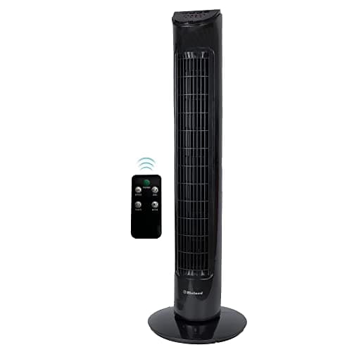 Image of Belaco 32Inch Tower fan Cooling fan Free Standing fan 7.5 Hour Timer, Remote control 3 Breeze Speed 85 Degree oscillating 45W (Black)