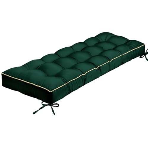 Image of TaiBest Outdoor Bench Cushion, Tufted Patio Seat Pad for Garden Bench, Porch Swing, Indoor/Outoor Furniture (Green, 122X46X10cm)