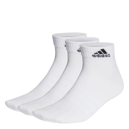 Image of adidas Unisex Thin and Light Ankle Socks 3 Pairs, White/Black, 10.5-12.5