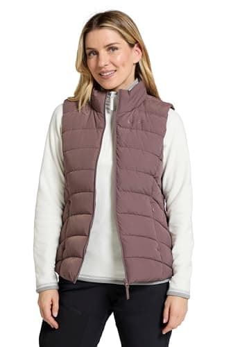 Image of Mountain Warehouse Opal Womens Padded Gilet - Lightweight Body Warmer, Water Resistant Sleeveless Jacket with Front Pockets - Light Rain, Spring Summer Taupe Women's Size 14