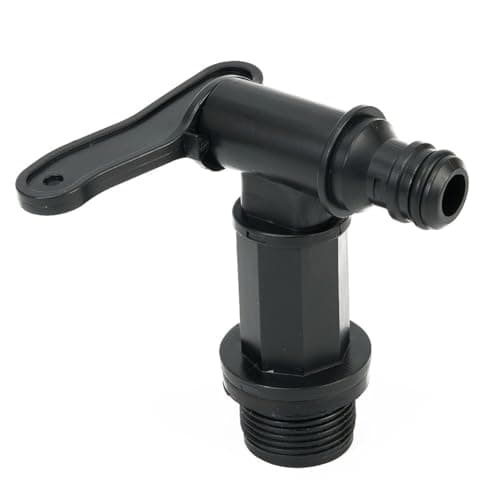 Image of EasyByMall Black Plastic Drain Tap for Fresh Waste Water Tank, 3/4 Inch BSP to 1 Inch Hose Adapter, ON/OFF Lever Valve for Motorhome Caravan Boat Camper Van