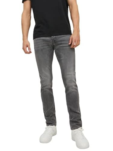 Image of JACK & JONES Men's Slim Fit Jeans Cotton Super Stretch Grey Denim Pants 30W / 32L