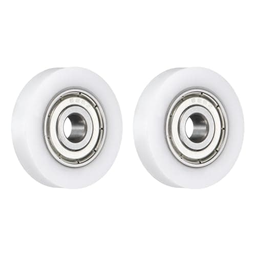 Image of sourcing map 2 Pcs Roller Idler Bearing Pulley 6x28x6mm, Conveyor Rolling Wheel Flat Pulley with 626ZZ Bearing for Furniture Hardware Accessories (White)