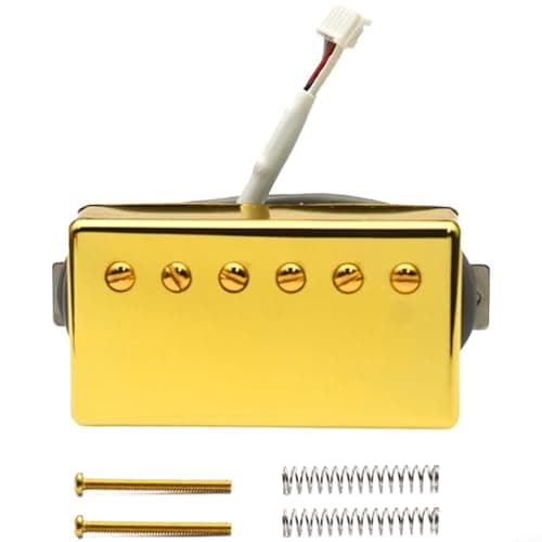 Image of ComfyHarbor Alnico II Guitar Pickup With Brass Cover, 5-Pin For JST Connector For Electric Guitar, Wax Potting, Vacuum Sealed, Copper Baseplate For Vintage Tone And Noise Reduction