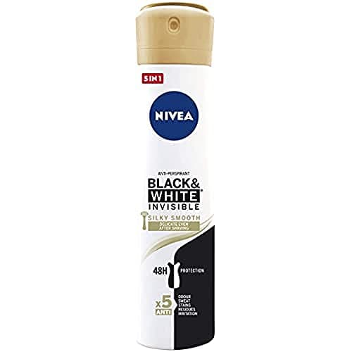 Image of NIVEA Black & White Invisible Silky Smooth Spray, 1 x 200 ml, Antiperspirant Deodorant for Soft Skin, Deodorant Spray to Protect Clothes